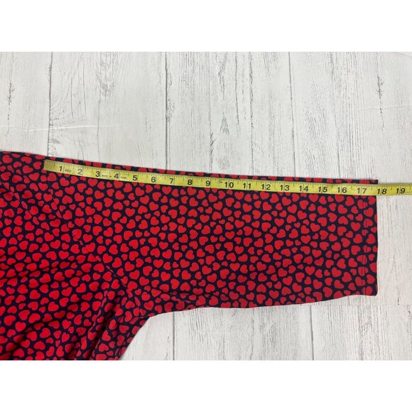 Lands End Womens Plus Size Red & Navy Heart Print Polo Shirt 2X Cotton Blend 3/4 - Picture 5 of 13